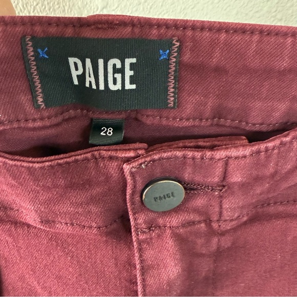 PAIGE Mayslie Jogger Pants Burgundy Spice Denim Casual Women’s Size 28 - Picture 8 of 13